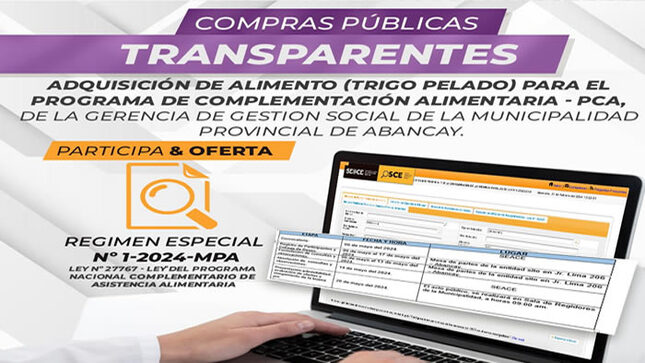 ¡Compras Públicas Transparentes! Regimen Especial Nº 1-2024-Mpa Primera Convocatoria!.