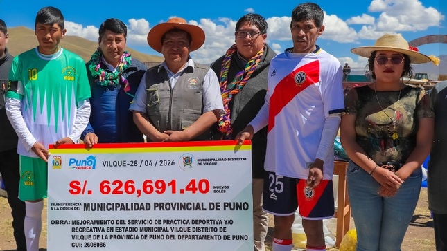 Municipalidades de Puno y Vilque reafirman convenio con gran inicio de obra para mejorar estadio