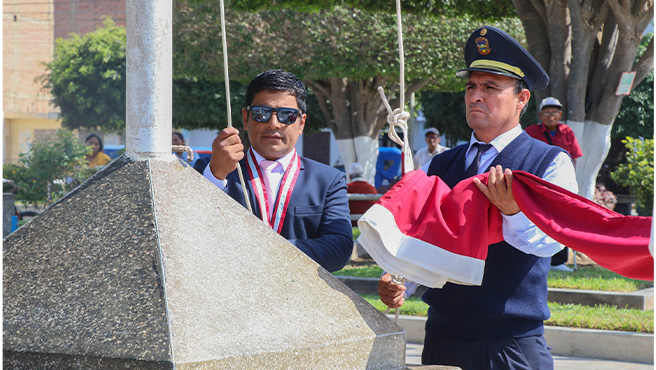 Ceremonia Dominical de Izamiento del Pabellón Nacional y Bandera Provincial de Huarmey.