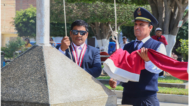 Ceremonia Dominical de Izamiento del Pabellón Nacional y Bandera Provincial de Huarmey.