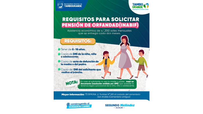 Estimados vecinos.ya pueden solicitar asistencia económica para casos de orfandad 