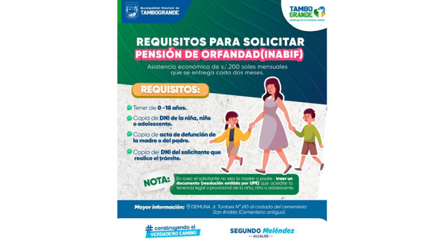 Estimados vecinos.ya pueden solicitar asistencia económica para casos de orfandad 