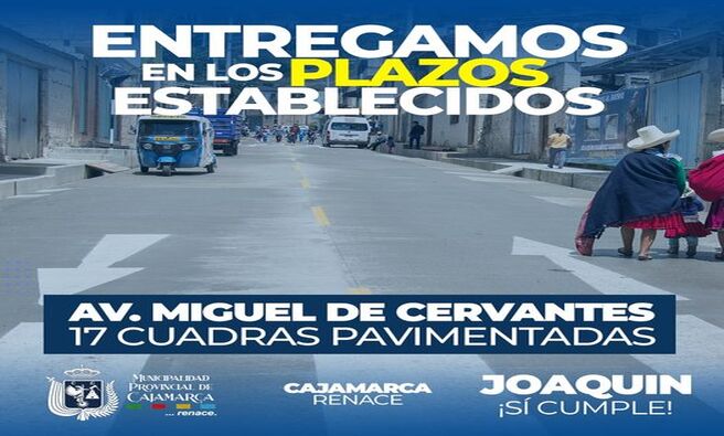 ✅Tal como lo anunció el alcalde provincial, Joaquin Ramírez Gamarra en su última conferencia de prensa "Avances de gestión 2024", se pudo entregar el 30 de mayo la obra de pavimentación de 17 cuadras en la avenida Miguel de Cervantes, obra que beneficia a decenas de familias mejorando su calidad de vida y el acceso al turismo.
¡𝐉𝐨𝐚𝐪𝐮𝐢𝐧 𝐬í 𝐜𝐮𝐦𝐩𝐥𝐞!