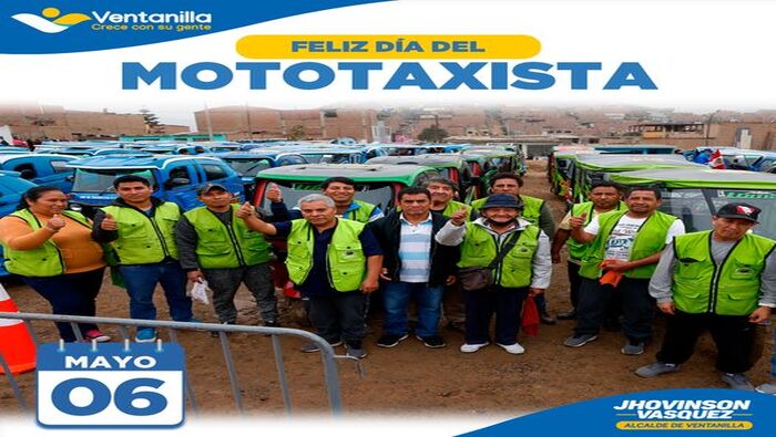 馃煛 En esta fecha especial, la Municipalidad de Ventanilla y nuestro alcalde 饾悏饾悺饾惃饾惎饾悽饾惂饾惉饾惃饾惂 饾悤饾悮饾惉饾惇饾惍饾悶饾惓 reconocen a todos los vecinos que nos transportan mediante un mototaxi, veh铆culo que nos lleva a diferentes puntos del distrito con rapidez y seguridad. Los mototaxistas son parte fundamental de la poblaci贸n econ贸micamente activa y sabemos que se esfuerzan por llevar un pan a la mesa de sus hogares. 隆Feliz d铆a del mototaxista!