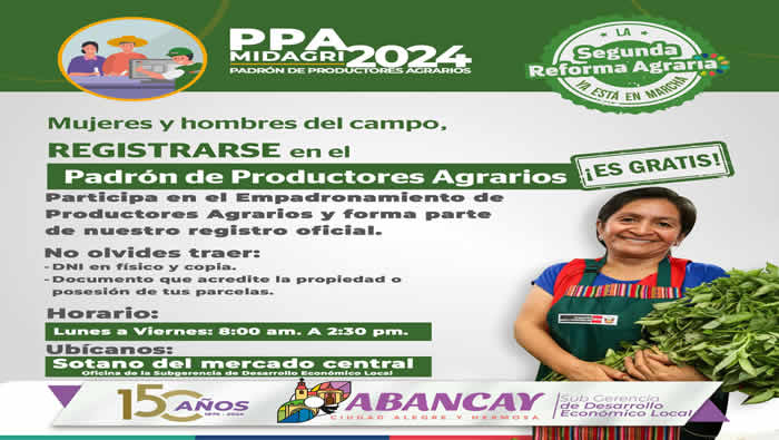 ¡Ven Y Regístrate! Empezó Empadronamiento De Productores Agrarios Del Ámbito Provincial. 🤝🏻