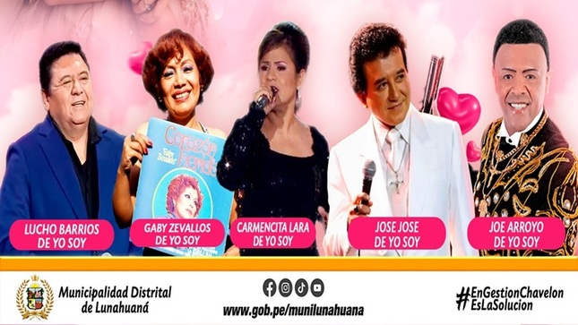 La Municipalidad Distrital de Lunahuaná, liderado por nuestro Alcalde Sr. Luis Alberto Conislla Jara y Regidores, invita a todas las Madres de nuestro distrito a ser parte de nuestro emotivo Homenaje por el Día de Mamá. 
Acompáñanos este viernes 10 de mayo del 2024, desde las 04:00 de la tarde, en la Plaza mayor de nuestra jurisdicción. Será un día especial para celebrar su amor, dedicación y valentía. 
Se contará con la presentación de artistas invitados de Yoy Soy
Lucho Barrios 
Gaby Zevallos
Carmencita Lara 
José José
Joe Arroyo  
¡Las esperamos para compartir juntos momentos inolvidables!

#EnGestionChavelonEsLaSolucion 

𝑺𝒆 𝒂𝒈𝒓𝒂𝒅𝒆𝒄𝒆 𝒔𝒖 𝒅𝒊𝒇𝒖𝒔𝒊𝒐́𝒏 / 𝑼𝒏𝒊𝒅𝒂𝒅 𝒅𝒆 𝑰𝒎𝒂𝒈𝒆𝒏 𝑰𝒏𝒔𝒕𝒊𝒕𝒖𝒄𝒊𝒐𝒏𝒂𝒍