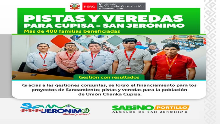 PROYECTO PILOTO DE PISTAS Y VEREDAS EN EL CENTRO POBLADO UNIÓN CHANKA CUPISA ES UNA REALIDAD.