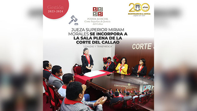 Jueza Superior Miriam Morales Chuquillanqui se incorpora a la Sala Plena de la Corte del Callao