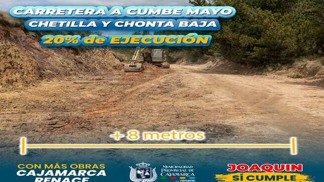 📌La carretera Cajamarca - Cumbemayo - Chetilla - Chonta Baja, continúa su avance y a lo largo de sus casi 45 kilómetros, presenta avances importantes en cortes y ampliación de vía.