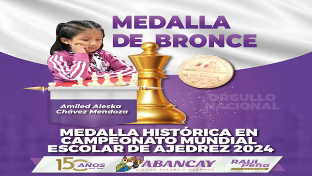 MPA: Orgullosos De Celebrar El Triunfo De “Amiled Chavez Mendoza” En El Campeonato De Munidial Escolar De Ajedrez - Fide – Perú 2024.