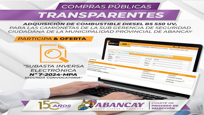 ¡Compras Públicas Transparentes! Regimen Especial Nº 1-2024-Mpa Primera Convocatoria!.