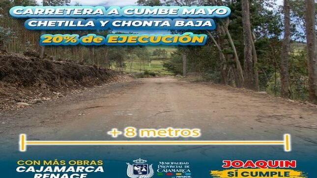 📌La carretera Cajamarca - Cumbemayo - Chetilla - Chonta Baja, continúa su avance y a lo largo de sus casi 45 kilómetros, presenta avances importantes en cortes y ampliación de vía.