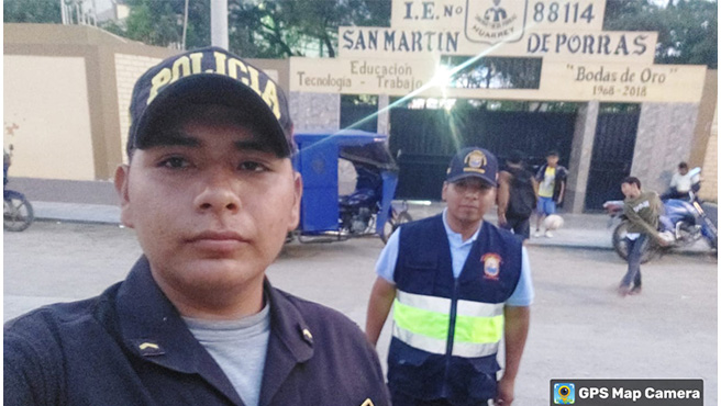 Acciones de apoyo y seguridad en los exteriores de las instituciones educativas “San Martin de Porres”, “Inca Garcilaso de la Vega” .