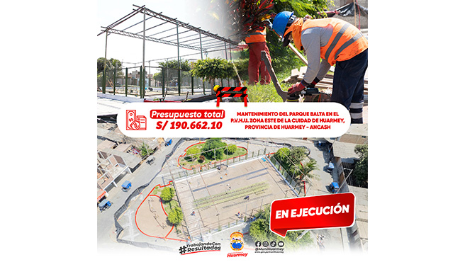 Regidor continua fiscalizando los trabajos del mantenimiento en le parque Balta.