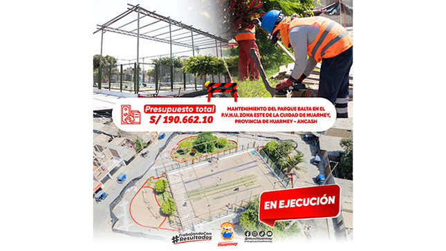 Regidor continua fiscalizando los trabajos del mantenimiento en le parque Balta. 