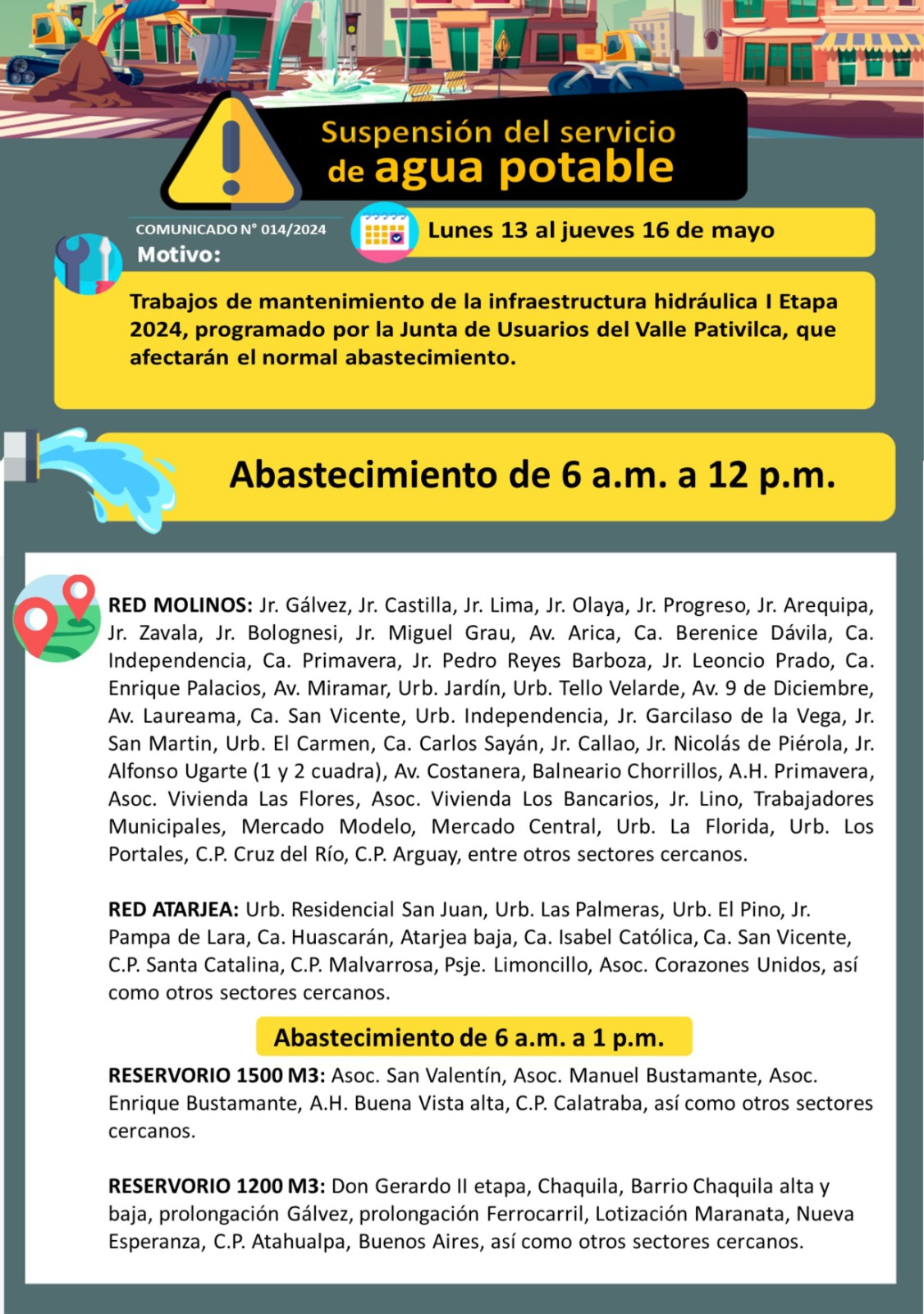 ABASTECIMIENTO DE 6 AM A 12 PM