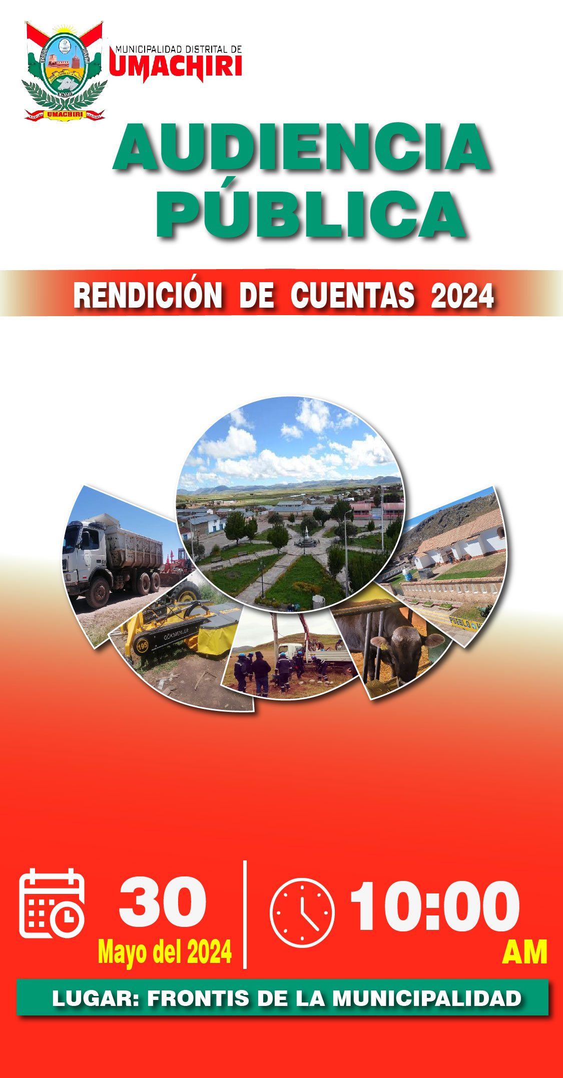 El jueves 30 de mayo se realizará la audiencia pública de rendición de cuentas 2024, a horas 10:00 am.