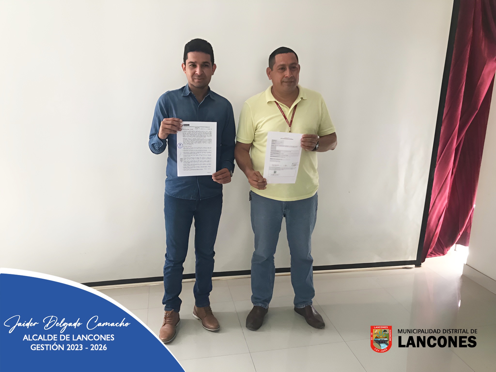 Alcalde de Lancones firma convenio para ejecución de una ficha adicional del programa LLAMKASUN PERÚ en el Caserío de Chilaco Pelados.