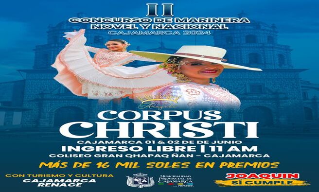 🥰Ven y disfruta del talento novel y nacional en este concurso de marinera por Corpus Christi .
¡Te esperamos! ¡Ingreso Libre!
🗣Información: 983 215 283
✍️Inscripciones: 941 071 171