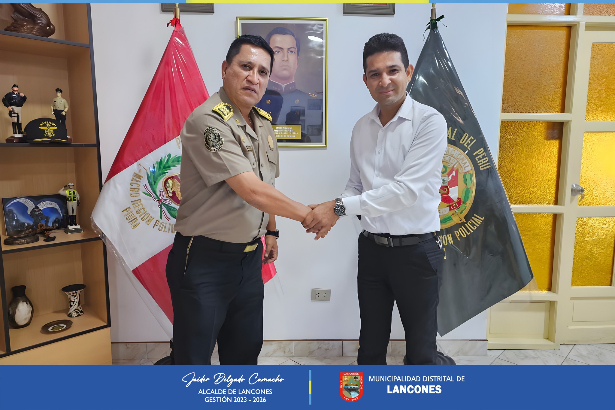 Alcalde De Lancones se reúne con el Jefe de la I Macrorregión Policial de Piura