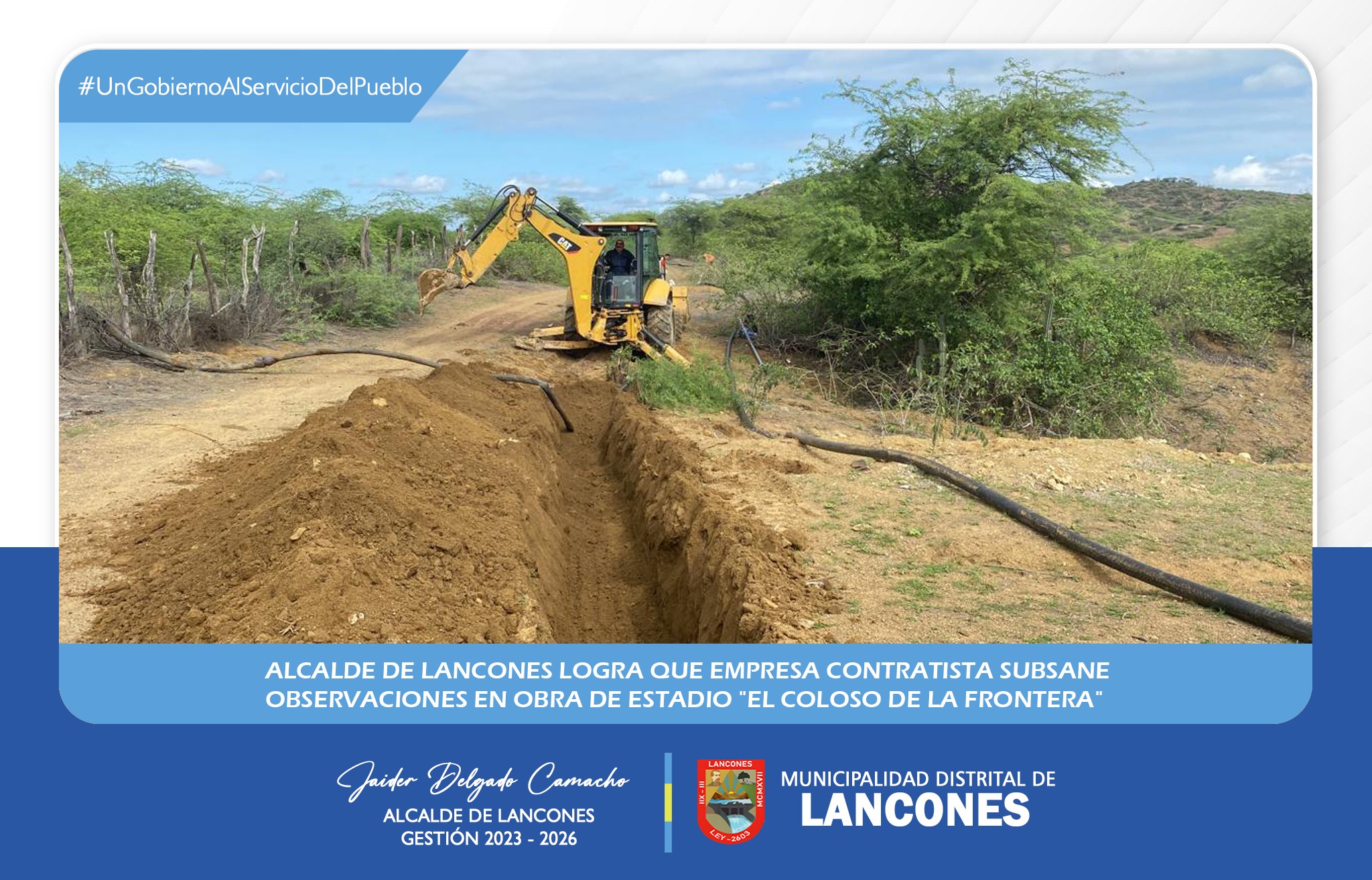 Alcalde de lancones logra que empresa contratista subsane una de las observaciones principales en obra de estadio "El Coloso de la Frontera"