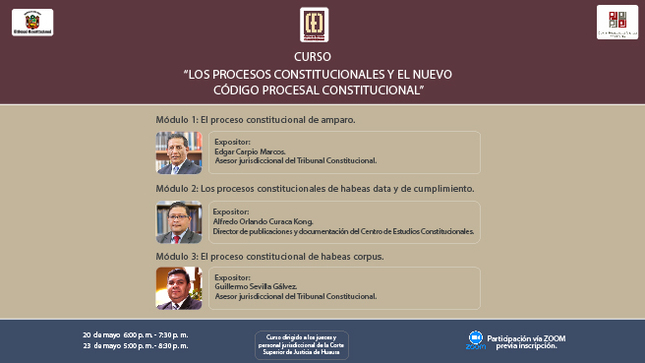 Curso virtual sobre “Los procesos constitucionales y el nuevo Código Procesal Constitucional" organiza el Tribunal Constitucional