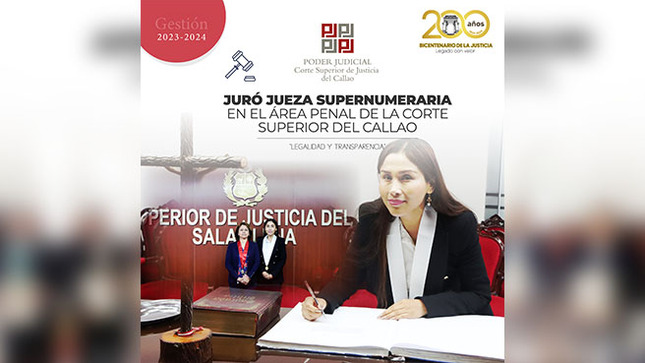 Juró Jueza Supernumerario en el área penal de la Corte Superior de Justicia del Callao