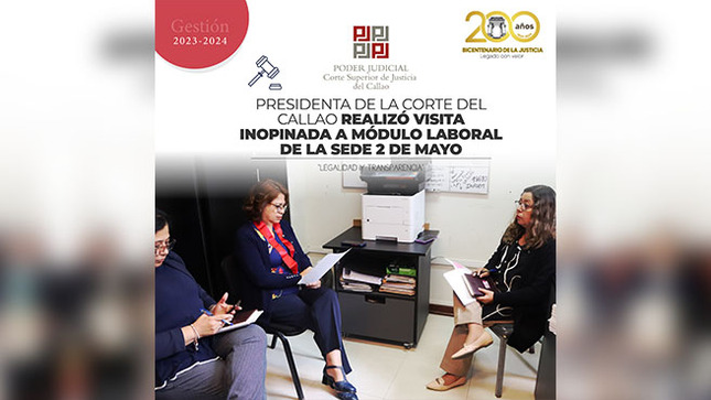 Presidenta de la Corte del Callao realizó visita inopinada al Módulo Laboral de la sede 2 de Mayo 