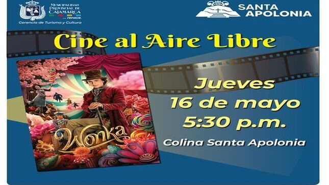 📣 Este jueves 16 de mayo, ven a la Colina Santa Apolonia a partir de las 🕠 5:30 a disfrutar de nuestro Cine al Aire Libre 🎥 y disfruta de la historia de uno de los amantes del chocolate Peruano 🇵🇪: Willy Wonka. Una película llena de perseverancia 💪, color y dulzura 🍫.