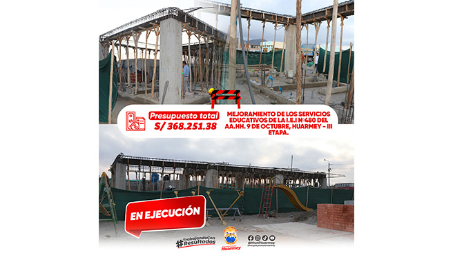 Se supervisó los trabajos de la obra del mejoramiento de su infraestructura, con un monto de inversión de 368,251.38 soles en 09 de Octubre.