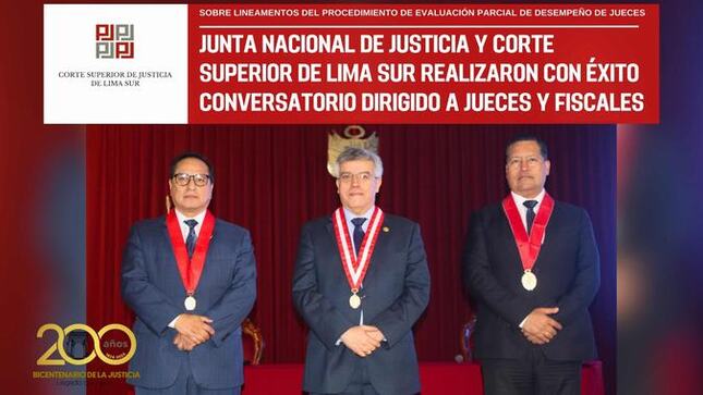 Junta Nacional de Justicia y Corte Superior de Lima Sur realizaron con éxito conversatorio dirigido a jueces y fiscales