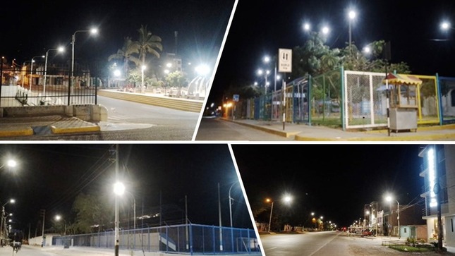 Enosa instaló luminarias LED en las principales calles del distrito de Sechura