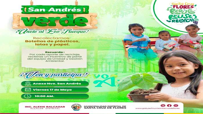 Invita a los Vecino del Anexo de San Andrés a Participar en la Campaña "San Andrés Verde, ¡Únete al Eco Trueque!"