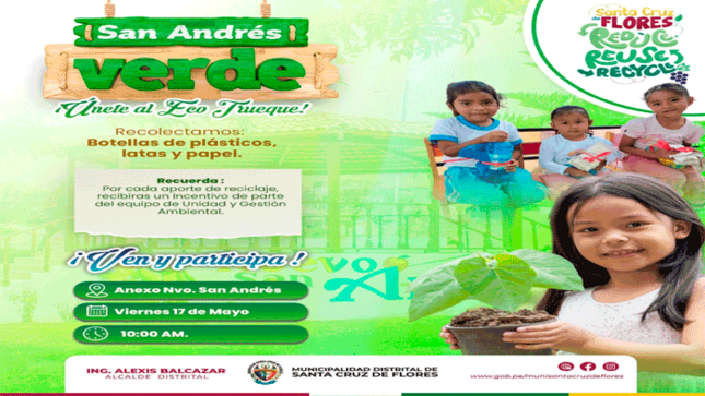 Invita a los Vecino del Anexo de San Andrés a Participar en la Campaña "San Andrés Verde, ¡Únete al Eco Trueque!"