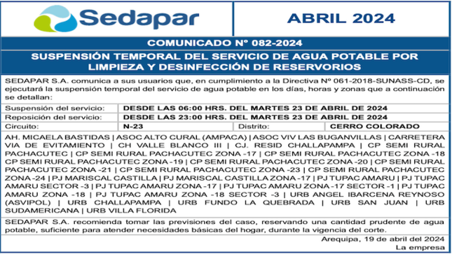 Comunicado N° 082-2024