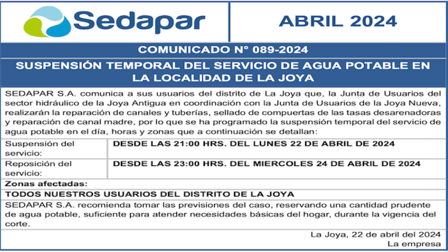 Comunicado N° 089-2024