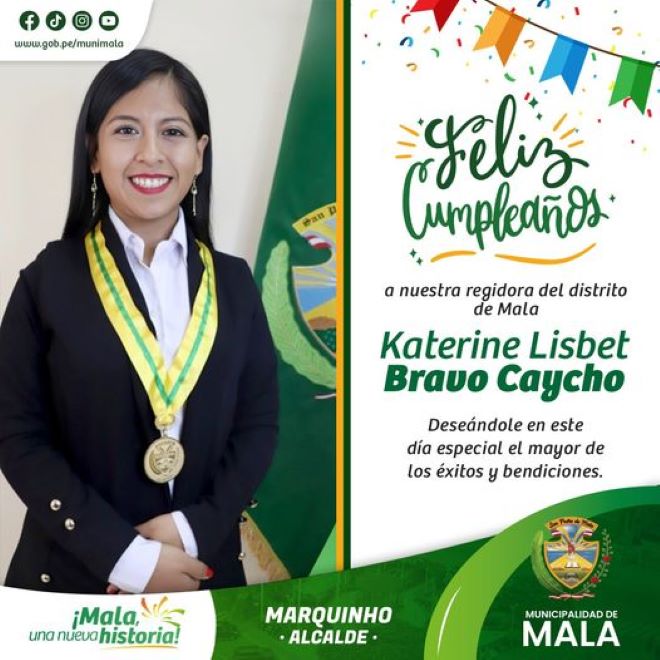 Feliz Cumpleaños Regidora Katerine Lisbet Bravo Caycho