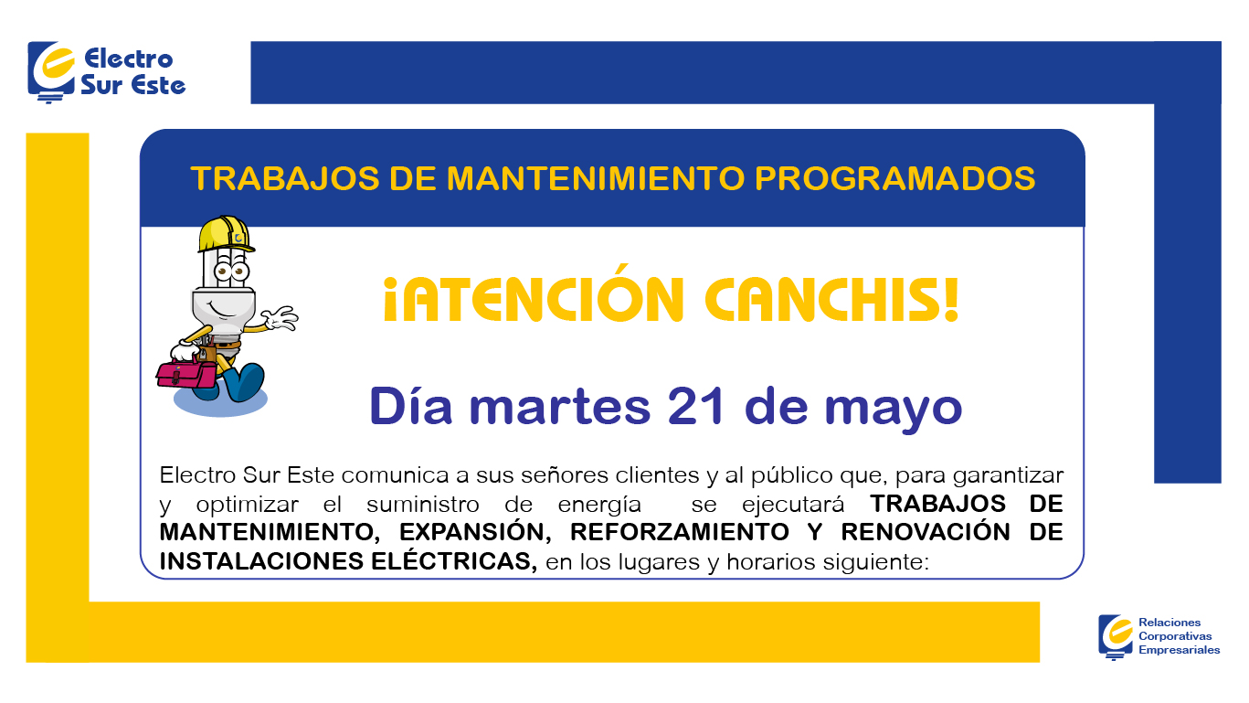 Información corte programado martes 21 de mayo