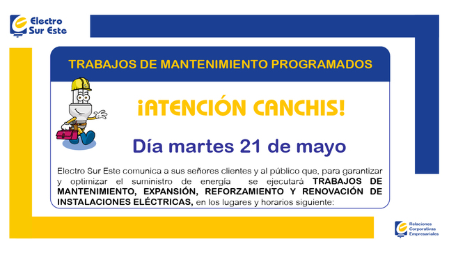 Información corte programado martes 21 de mayo 