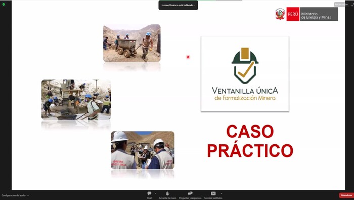 Capacitación Virtual: Orientaciones prácticas en el uso de la ventanilla única de formalización minera