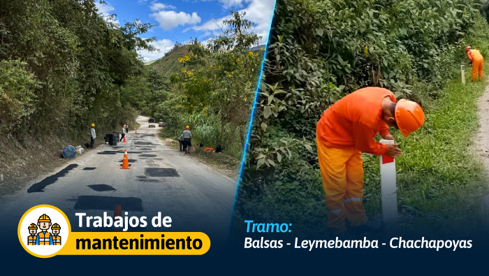 Provías Nacional realiza mantenimiento en el corredor vial Chachapoyas- El Tingo, Amazonas