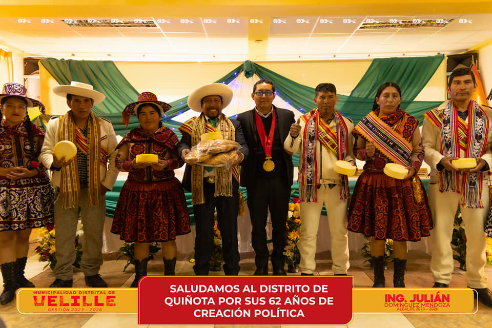 Municipalidad de Velille saluda al distrito de Quiñota por sus 62 Años de Creación Política