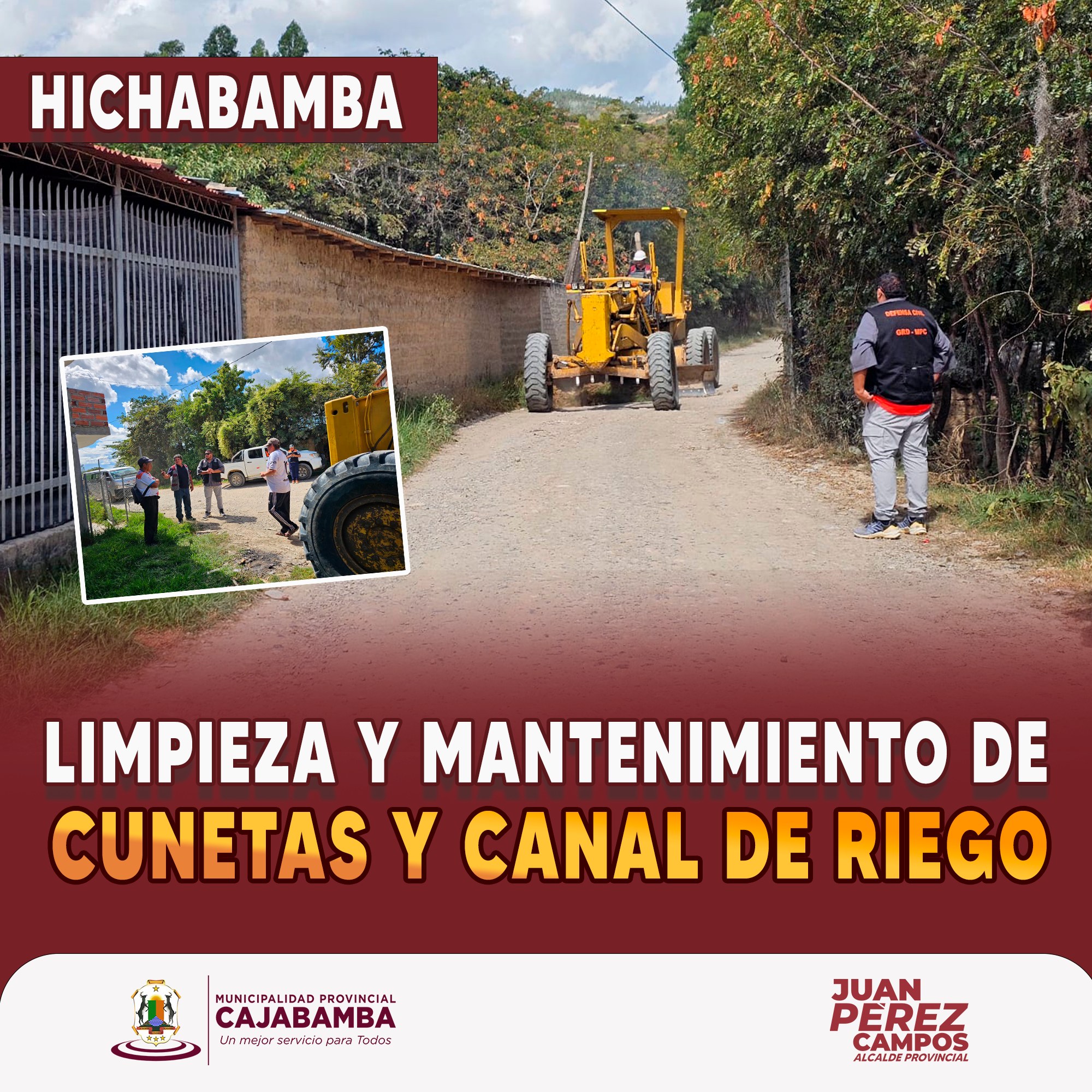 Se realizó limpieza y mantenimiento de cunetas y canal de riego en Hichabamba