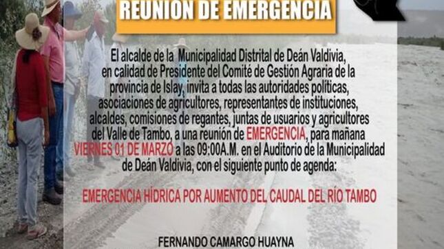Invitación a reunión de Emergencia 