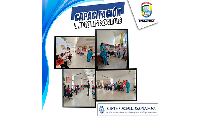 Los actores sociales juegan un papel importante en la identificación y recuperación de los niños con problemas de salud. Es por ello que, en coordinación con el Centro de Salud del distrito de Santa Rosa, se está capacitando a 08 actores sociales en temas que promueven la alimentación saludable, prevención frente al dengue y otros temas de vital importancia.