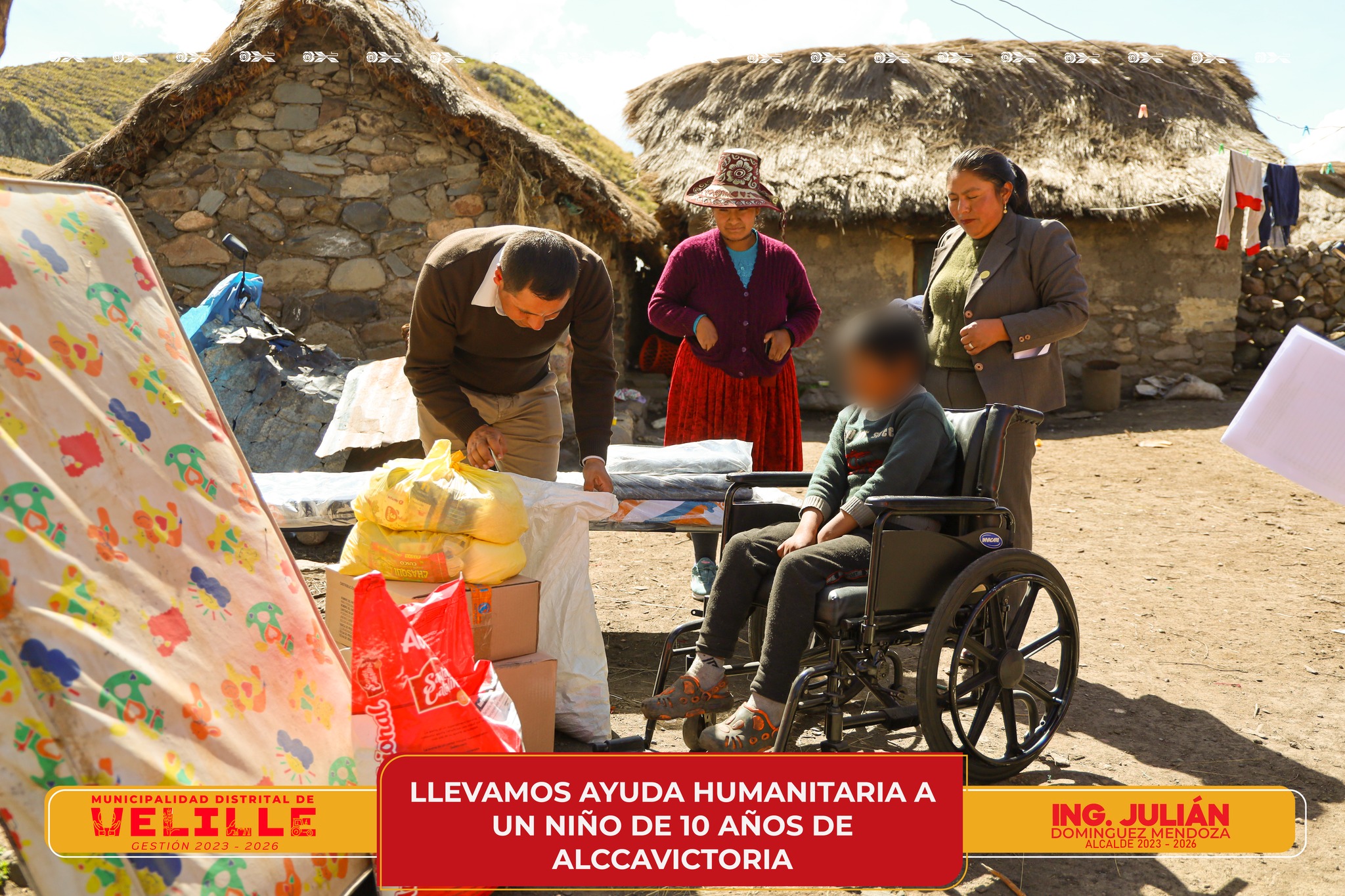 Municipalidad de Velille lleva ayuda humanitaria a niño de 10 años de la comunidad Alccavictoria