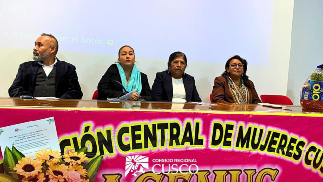 Vicepresidenta del Consejo Regional de Cusco instó a establecer normas regionales que apoyen el empoderamiento de las mujeres de la región Cusco.