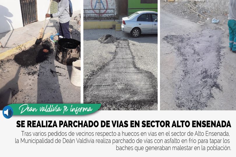 Se realiza parchado de vías en sector Alto Ensenada