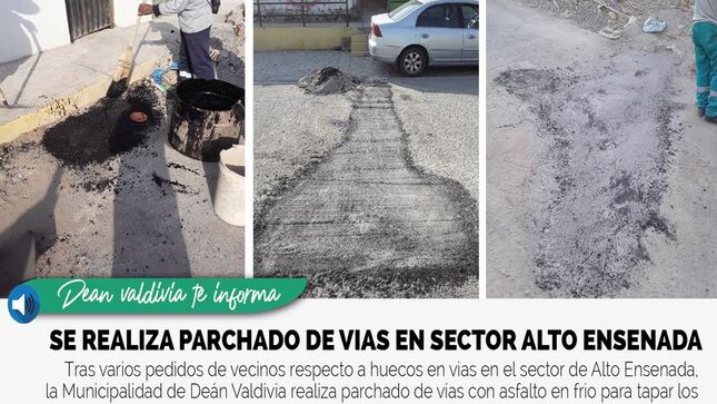 Se realiza parchado de vías en sector Alto Ensenada 