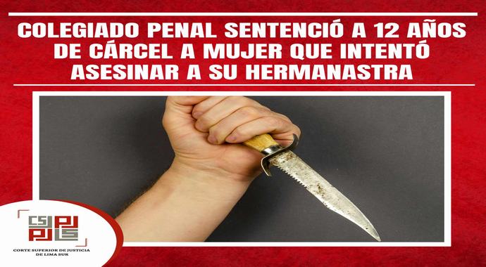 Colegiado Penal sentenció a 12 años de cárcel a mujer que intentó asesinar a su hermanastra